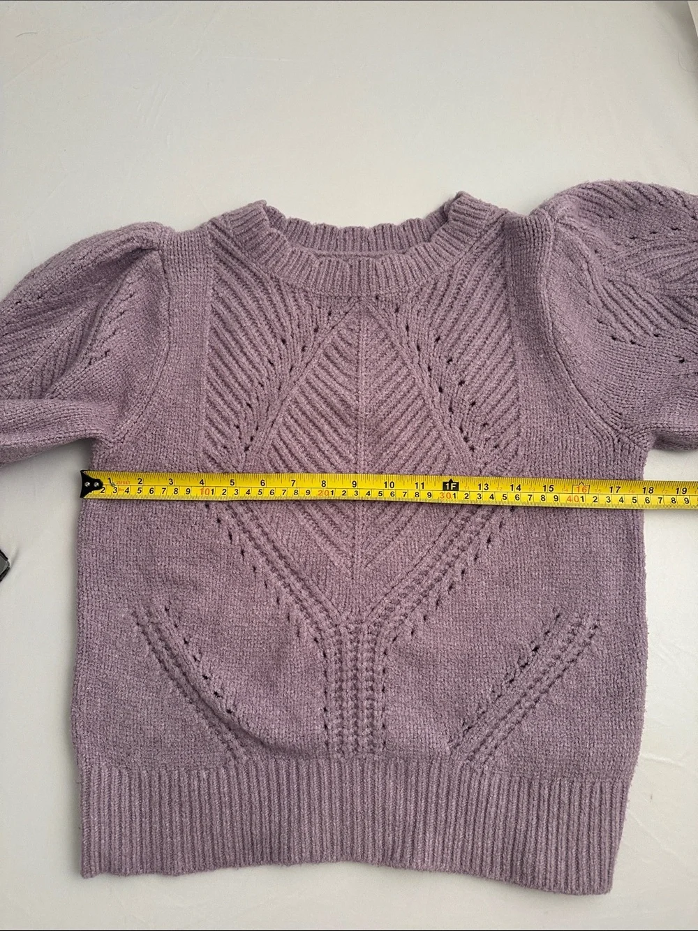Anthropologie lavender scalloped collar puff sleeve sweater M